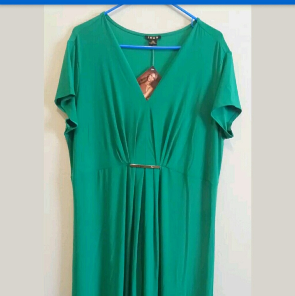 IMAN Dress 2xl Petite Emerald NWT